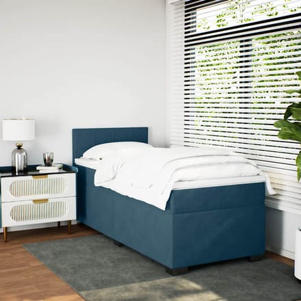 vidaXL - Boxspring - met - matras - fluweel - donkerblauw - 100x200 - cm