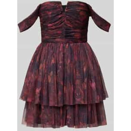 Cocktailjurk van mesh in off shoulder-look