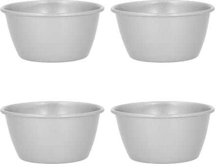 Krumble Puddingvorm - Set van 4 - Timbaalvorm - Puddingvorm - Pannacottavorm - Lichtgrijs - Metaal - 8 x 4 cm
