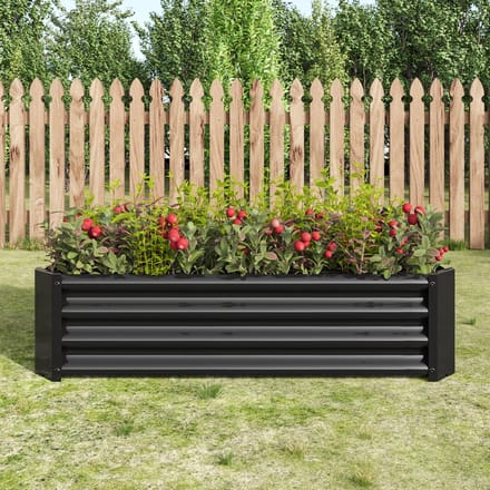 MODFU Verhoogde Moestuinbak - Metalen Golfplaat - Open Bodem - Verzinkt - Zwart - 120 X 61 X 30 Cm