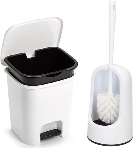 Forte Plastics - WC-/toiletborstel houder - wit - pedaalemmer 7.5L