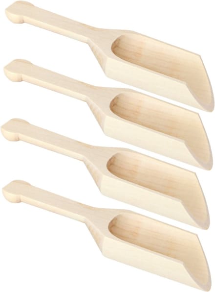 Chaks Schep lepeltjes - 4x - hout - beige - 17 x 6 cm