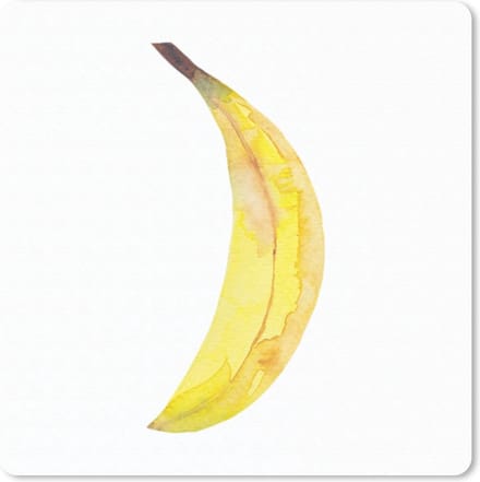 Muismat 20x20 cm - Mousepad Banaan - Aquarel - Wit - Muismatten