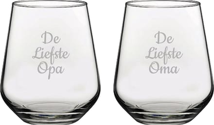 Gegraveerde Drinkglas 42,5cl De Liefste Opa-De Liefste Oma