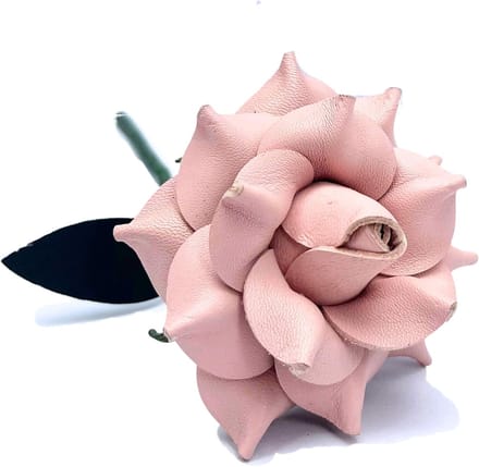 Leren Roos - Eeuwige Bloem - Romantisch Cadeau - Handgemaakt - 30 cm - roze
