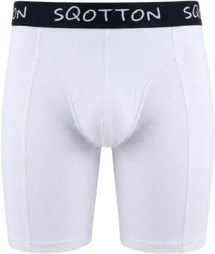 Heren boxershort - SQOTTON® - Lange Pijp - Wit - Maat L