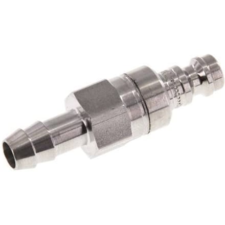 RVS 316L DN 5 Luchtkoppeling Insteeknippel 8 mm Slangpilaar Double Shut-Off