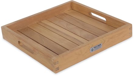 Dienblad van teakhout Meiboom - vierkant - 40 x 40 x H 5 cm - natuurlijke schoonheid