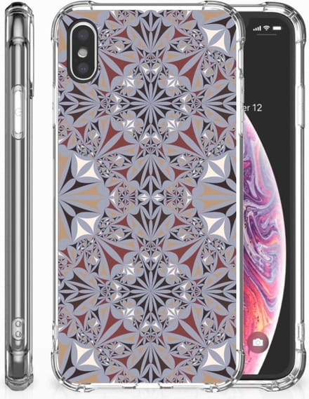 Apple iPhone Xs Max Anti-Shock Hoesje Flower Tiles