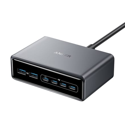 Anker Prime Lader - 200W - 6-Poorten - GaN - 4x USB-C & 2x USB-A - Dynamic Power Distribution - Smart Display - Snelladen tot 100W - ActiveShield 2.0 - Compact & Krachtig