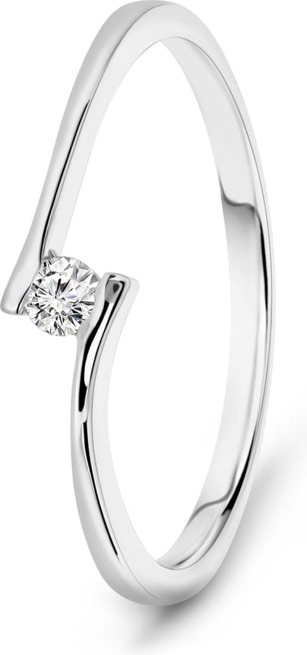 Miore Pure Ring Dames - 14 Karaat Witgoud - Met Diamanten - Handgemaakt - Maat 58