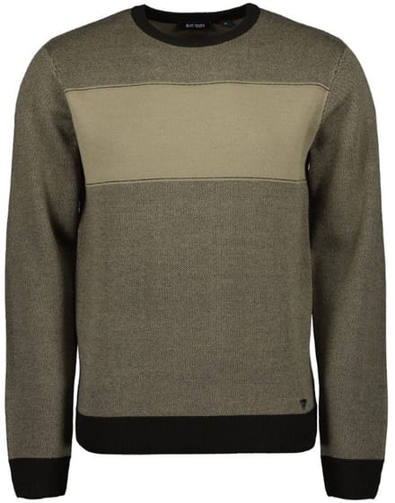 Blue Seven - Trui 376508 sand streep ronde hals - maat M