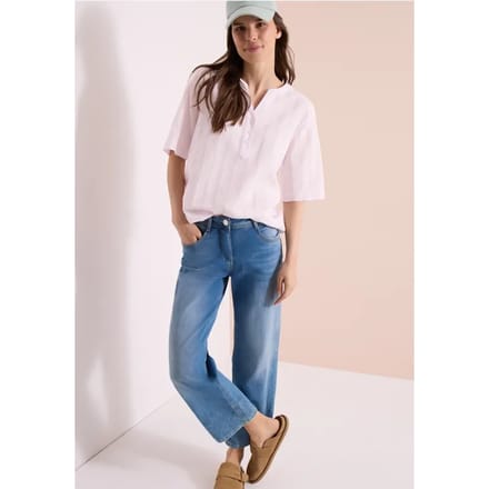 Blouse met gespleten hals en strepen