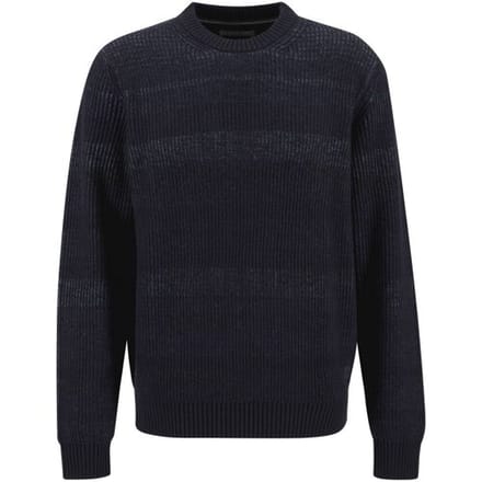 Fynch-Hatton Trui O-Neck Rib Cotton Wool Blend Navy / male