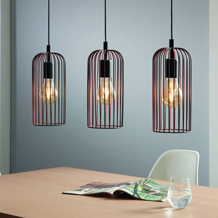 EGLO Hanglamp Roccamena, zwart/koper-kleurig, lengte 71 cm