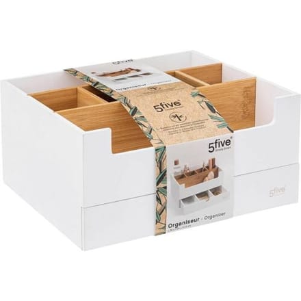 Make up Organizer Wit– Bureau organizer – Opberger, Hout- Cosmetica Houder L. 26 x H. 13 x B. 24 cm