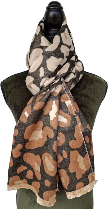 Mix en Match sjaal panter print Zwart / Bruin