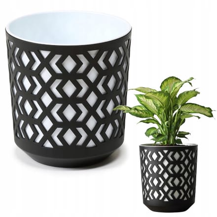 AZTEK Pot Zwart + Wit - 25,5x27 cm