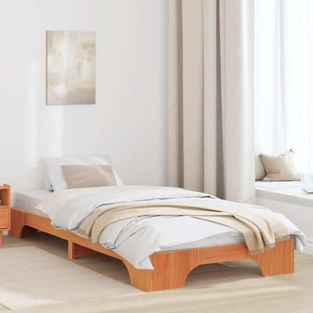 vidaXL - Bedframe - Wasbruin - 80 - x - 200 - cm - Massief - grenenhout