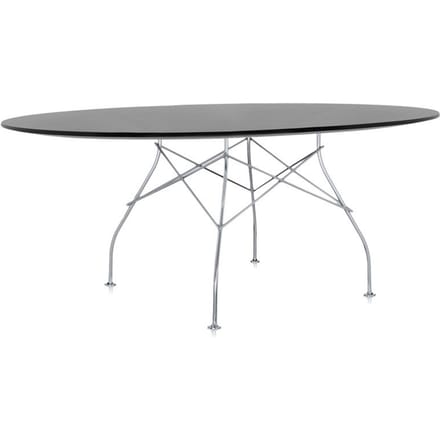 Kartell - Glossy tafel - zwart - chroom - ovaal
