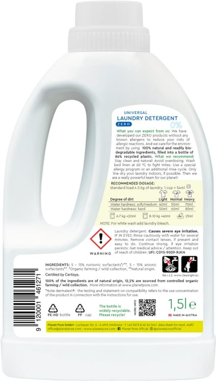 Planet Pure Wasmiddel vloeibaar universeel 0% zero 1500 ml
