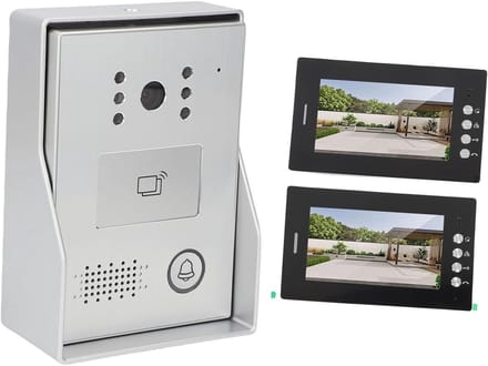 Video Deurbel Set - Intercom Systeem - Thuisbeveiliging - Dubbele Buitenunit - 7 Inch Scherm - Zwart
