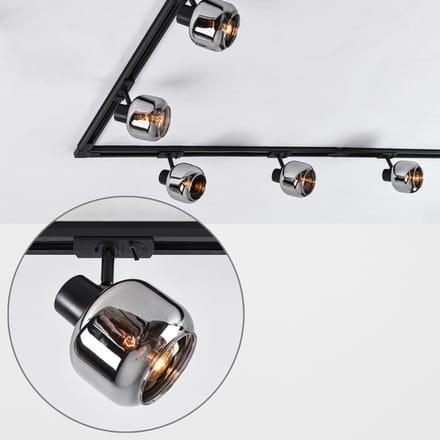 Modern 1-fase railsysteem van 3 meter met Juna smoke spots - plafondlamp