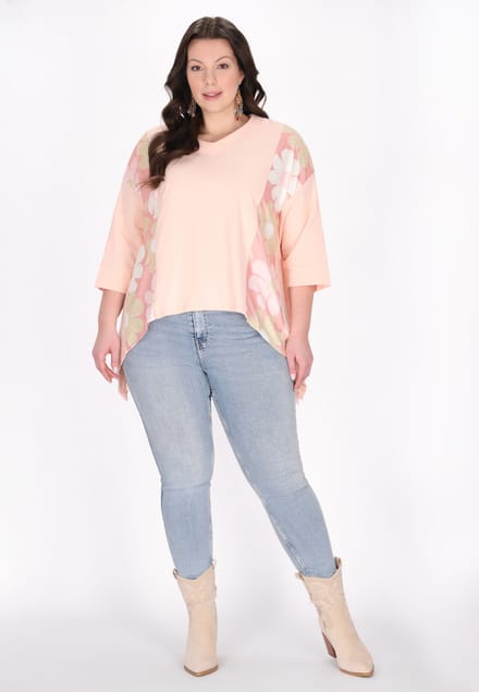 usha Grote maat blouse vrouwen abrikoos