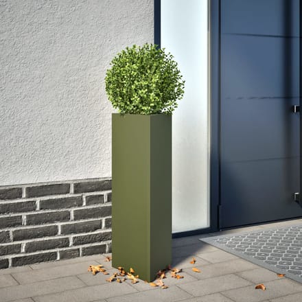 vidaXL - Plantenbakken - 2 - st - driehoek - 30x26x75 - cm - staal - olijfgroen