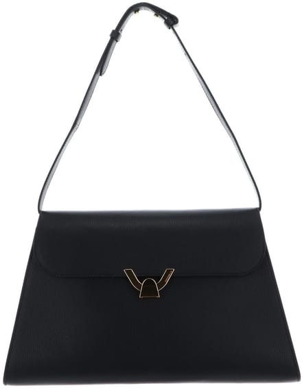COCCINELLE Leren Schoudertas Dorian Handbag Grained Leather Noir Zwart