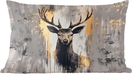 Sierkussens - Kussentjes Woonkamer - 60x40 cm - Abstract - Hert - Gewei - Goud