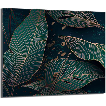 TMK ArtDeko - Glazen Beschermplaat - 60x52 - Bladeren - Veilig
