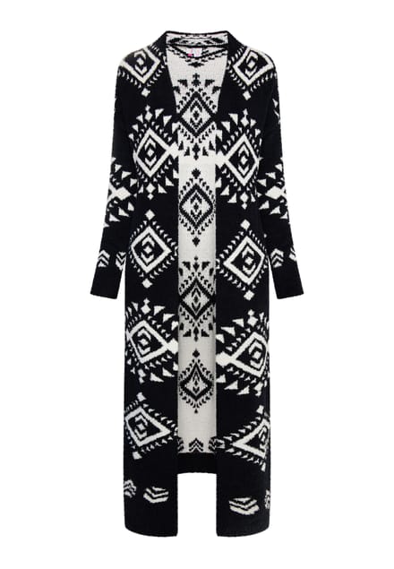 IZIA Longcardigan Dames zwart en wit
