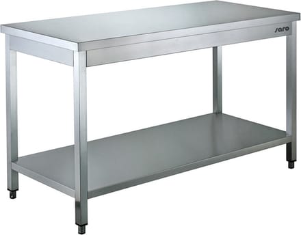 Saro Roestvrijstalen tafel, met onderblad - 600 mm diepte, 2000 mm  | 600-1140