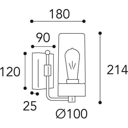 Moretti Luce Buitenwandlamp Silindar 3390, messing antiek/opaal