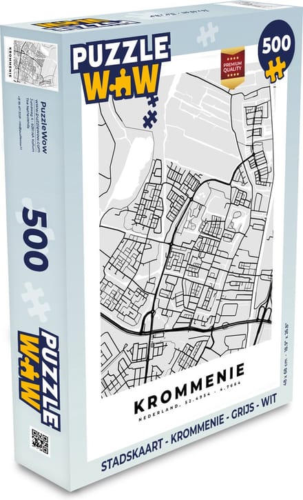 Puzzel Stadskaart - Krommenie - Grijs - Wit - Legpuzzel - Puzzel 500 stukjes - Plattegrond