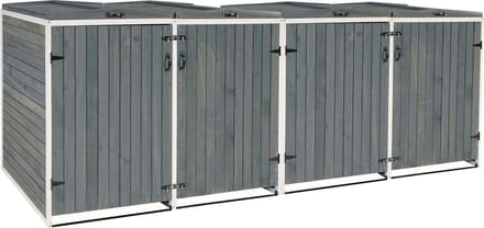 Afvalbox XL 4/8-persoons MCW-H74, afvalbox, uitbreidbaar 126x316x98cm hout MVG ~ grijs-wit