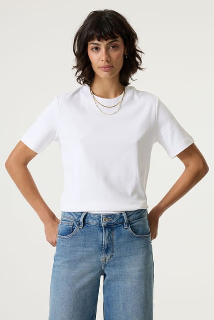 GARCIA Dames Effen T-shirt Wit Korte mouw