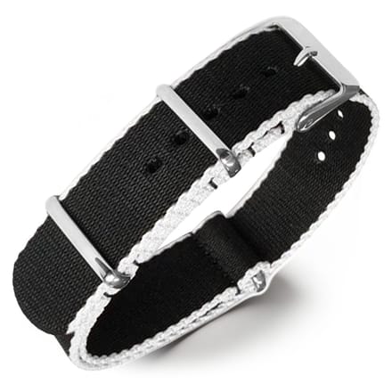 Seatbelt NATO Horlogeband Deluxe Nylon Strap Zwart Wit 22mm