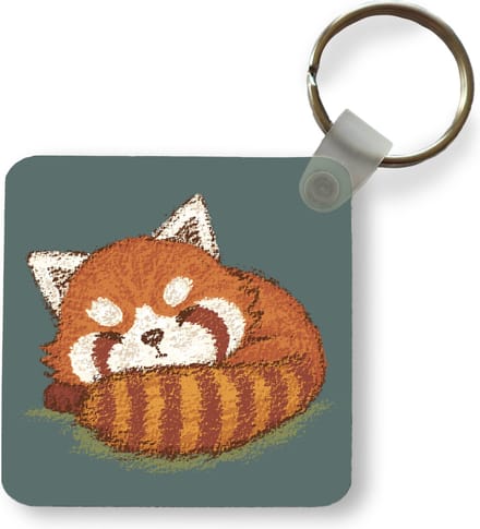 Sleutelhanger - Uitdeelcadeautjes - Illustratie van een slapende rode panda - Plastic
