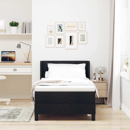 vidaXL - Boxspring - bed - met - hoofdeinde - Zwart - 200 - x - 80 - cm - Stof