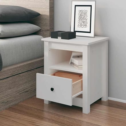 vidaXL - Nachtkastje - 40x35x49 - cm - massief - grenenhout - wit
