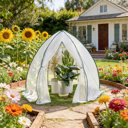 REDOM - Tuinkas - Kegelvormige Constructie - Voor Tuin - Polyethyleen En Staal - Wit - 240 X 200 X 240 Cm