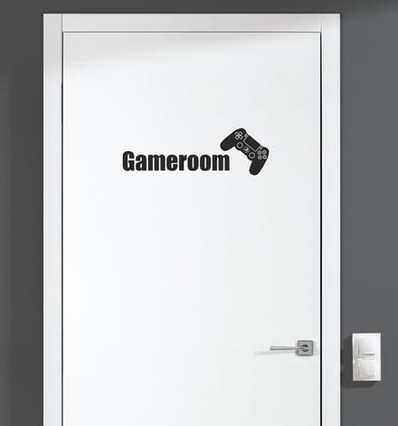 Deursticker - Gameroom - Zwart 23x7,5
