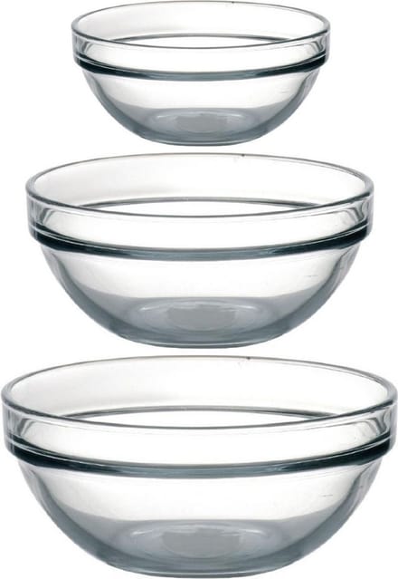 Luminarc Schaaltjes set - 6x stuks - 3 formaten 20-26-29 cm - kommetjes - glas