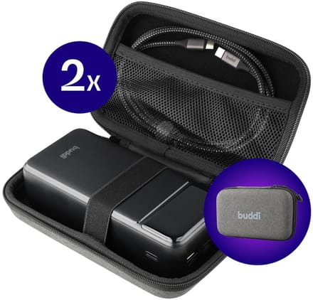 2-Pack Buddi Sorted Powerbank Hoes - Kabel Organizer Tas - Harde Schijf Draagtas - Compact - 17x10x5cm - Grijs - Medium