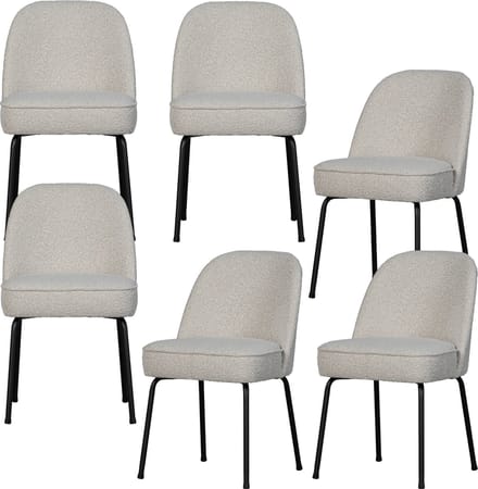 WOOOD Vogue Eetkamerstoelen - Bouclé - Naturel - Set van 6