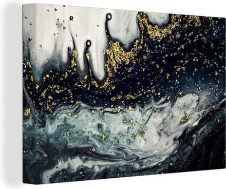 Canvas Schilderij Marmer - Abstract - Goud - Luxe - 30x20 cm - Wanddecoratie