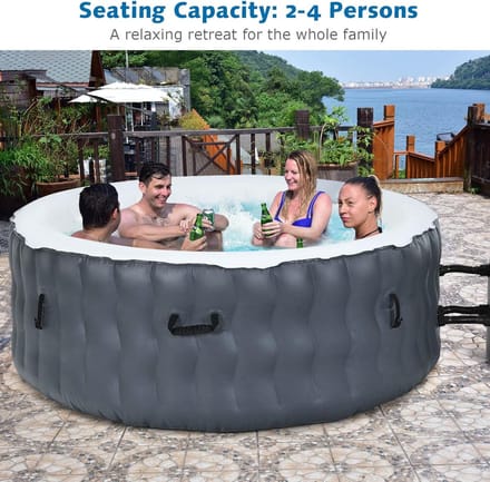 Opblaasbare Jacuzzi Bubbelbad Spa 4-Persoons - 180x68 cm - Grijs - Novihome