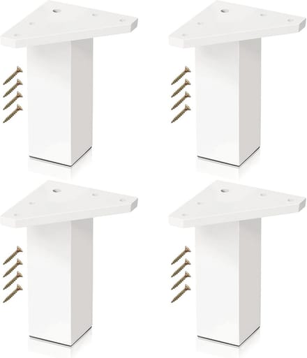 Meubelpoten Wit - Set van 4 - Hoogte 100 mm - Vierkant 40 x 40 mm - Inclusief Schroeven